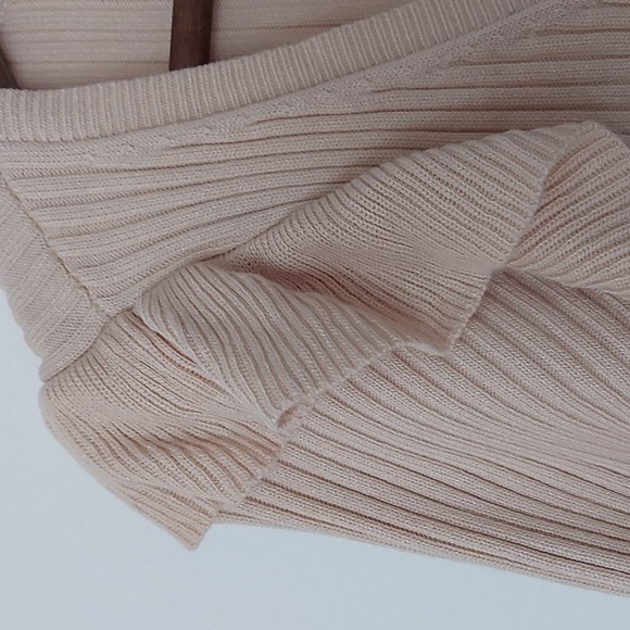 Revolve Tularosa Ruffled Sleeve Wrap Sweater Beige Size Medium - Picture 6 of 7